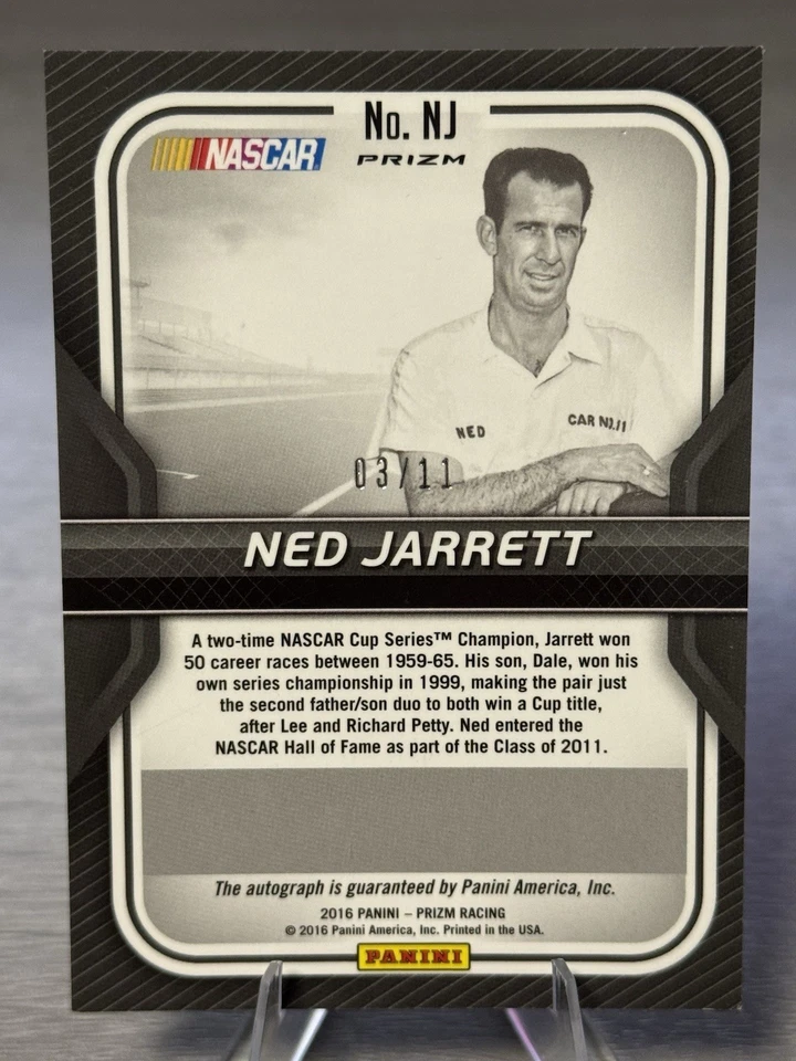 🏁NED JARRETT 2016 Panini Prizm Camo Prizm SSP Auto /11 #NASCAR LEGEND!!!🏁 - Image 3 of 3