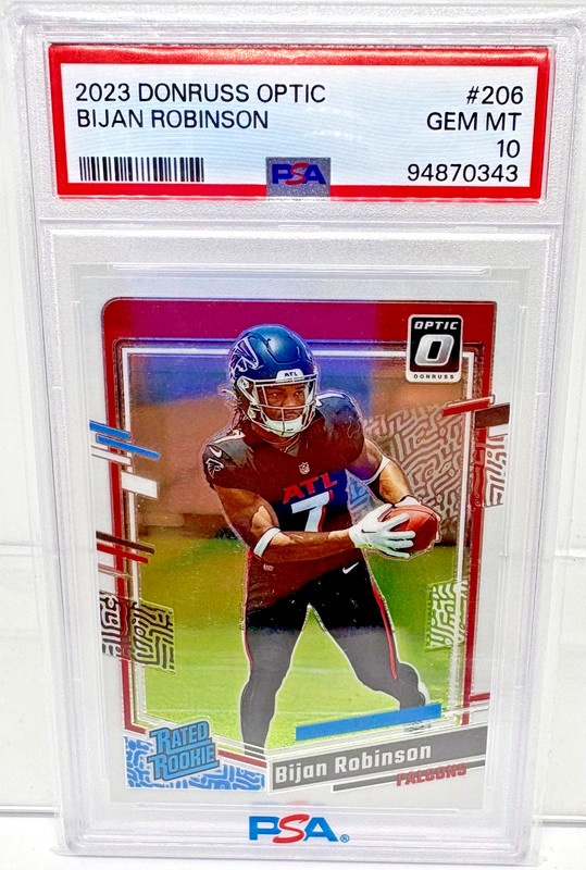 Bijan Robinson ROOKIE 2023 Donruss Optic Rate Rookie Card #206 PSA 10 GEM MINT