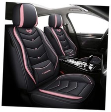 Leather Car Seat Covers,Full Coverage Seat Covers with Fix Full Set Black Pink