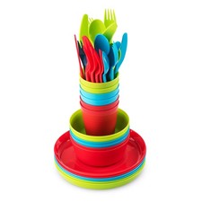 Kids Plastic Dinnerware Set - 36 Pc Reusable Children's Dinner Set Microwave ...