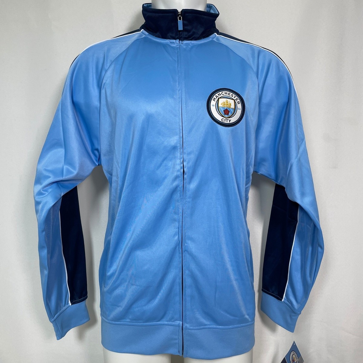 Manchester City 公式トラックジャケット ネイビー L Manchester City FC Sky Blue Navy Full Zip Soccer Track Jacket