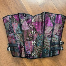 Womens Steampunk Bustier Corset Tapestry Brocade Buckle Swing Clasp 5XL Colorful