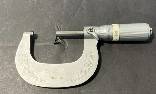 Mitutoyo 1-2" .0001"  Micrometer Carbide Tips Used