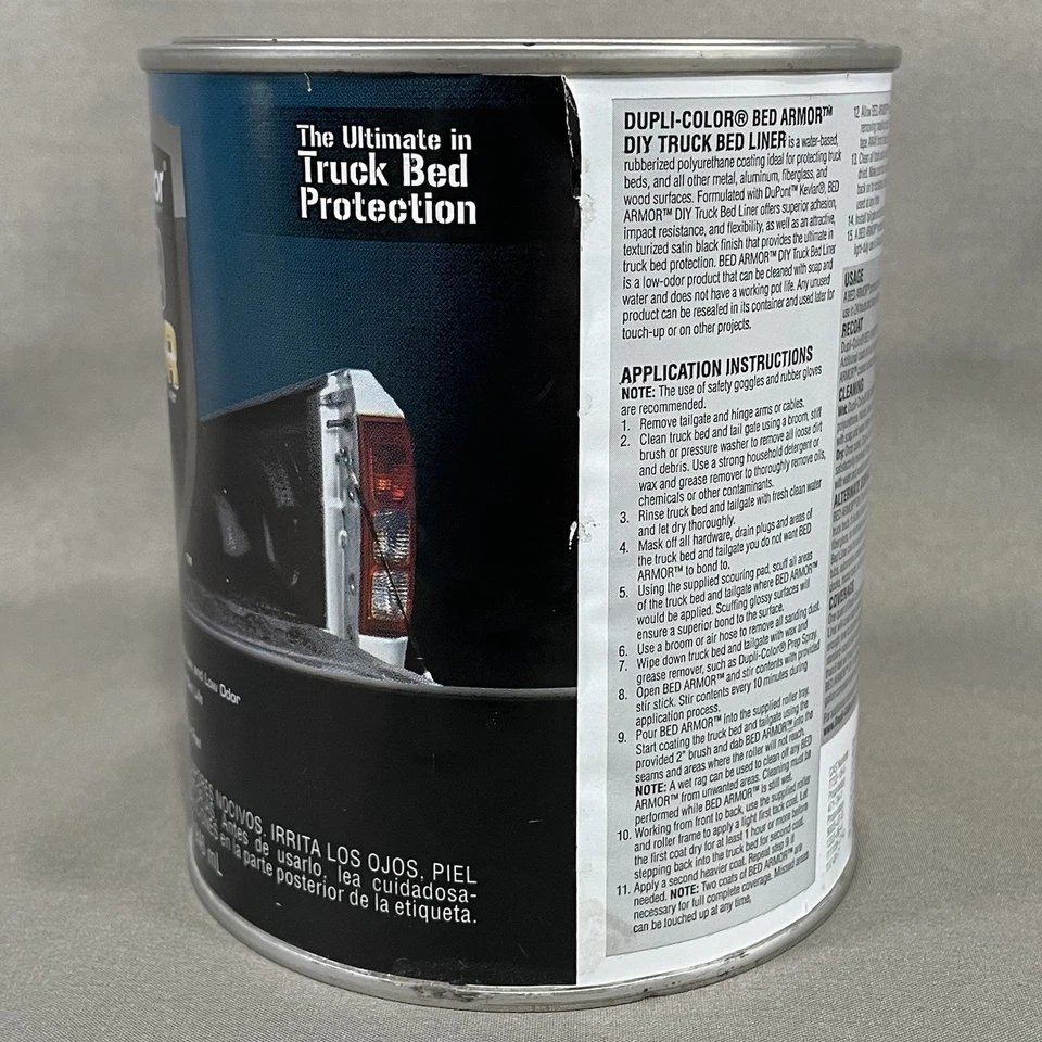 Dupli-Color BED ARMOR BAQ2010 Black Truck Bed Liner Paint Quart 32oz Kevlar DIY - Image 2 of 4