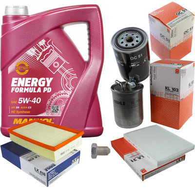 MAHLE Inspektionspaket 5 L MANNOL Formula 5W-40 für VW Caddy II Kasten 1.9 SDI