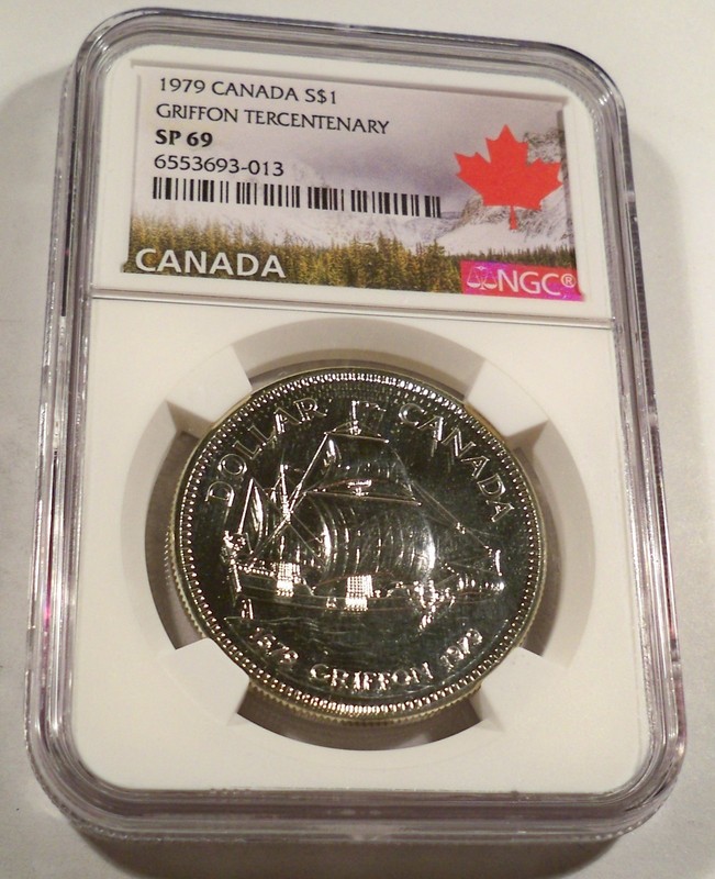 1979 NGC SP69 CANADA GRIFFON TERCENTENARY SILVER DOLLAR $1 SPECIMEN FINISH SP 69