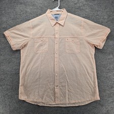 Izod Saltwater Shirt Mens XL Peach Orange Stripe Short Sleeve Button Up Casual