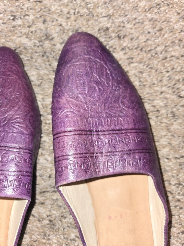 Zapatillas Mula Babouche Marroquí Cuero Púrpura Vrai Cuir/Mujer Talla 37 EE. UU. 6-7 Foto 4 de 4