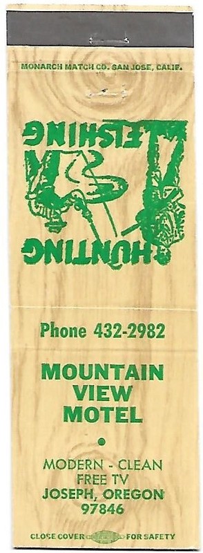 Mountain View Motel in Joseph, Oregon, FS Matchcover