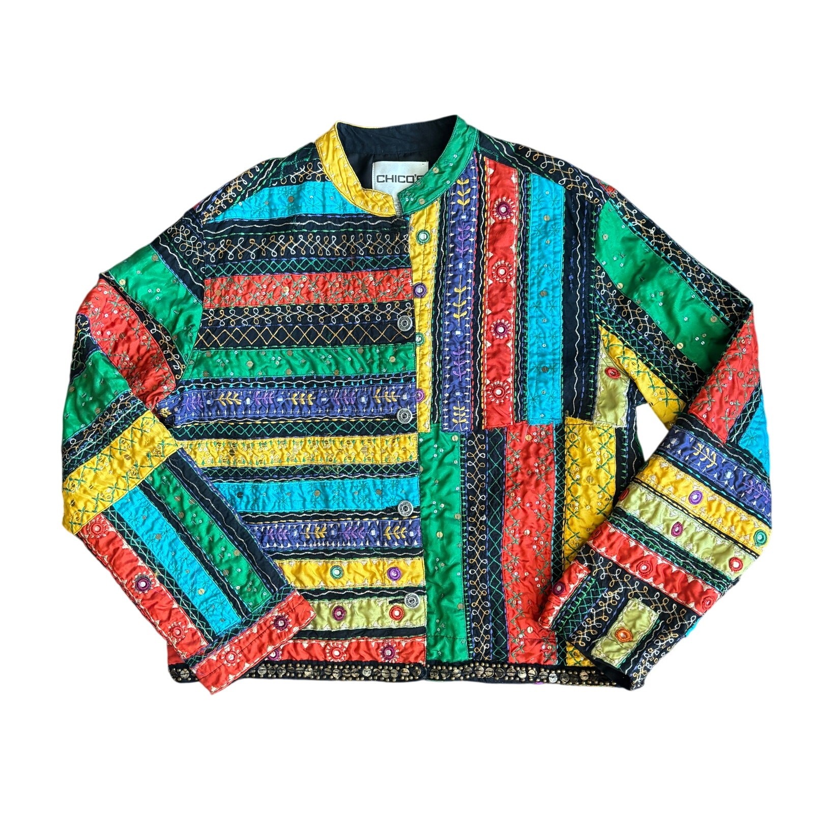 Chico's Patchwork Multicolor Button Up Jacket - image 1