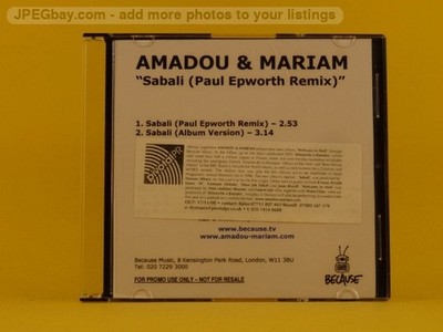AMADOU AND MARIAM SABALI (PAUL EPWORTH REMIX) (L84) 2 Track CD Single including 