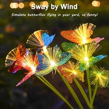 2-4 Pack Butterfly Solar Garden Stake Lights Outdoor Waterproof Lawn Lamp Decor