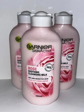 3 PACK Garnier Natural Rose Water Cleansing Milk Sensitive Skin 6.7oz.