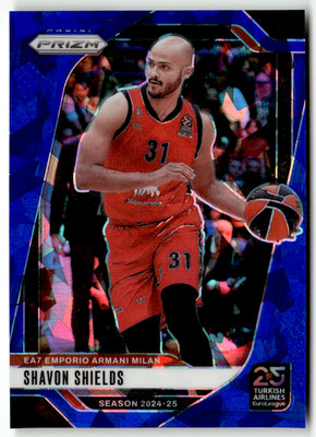 2024-25 Panini Prizm Euroleague No. 57 Shavon Shields Blue Ice 58/125