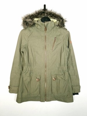 Berghaus AQ2 Rain Jacket Size UK 10 Women's Green Fur Hooded Parka Coat