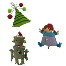 Lot of 3 Assorted Christmas Ornaments Vintage Plastic Holiday Decor articulated