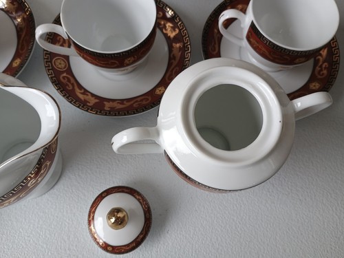 T. Limoges Porcelain Teapot Tea Set Sugar Cup Saucer Casa Elite Dionysus God Set - Picture 7 of 18