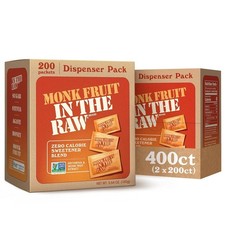 MONK FRUIT IN THE RAW, 200 count Packets, Pack of 2, Natural Monk Fruit Sweet...