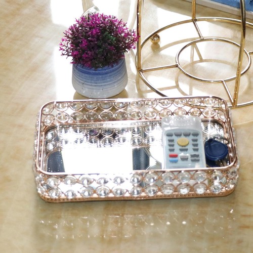 Mirrored Jewelry Storage, Glass Cosmetic Tray, Table, - Picture 3 of 4