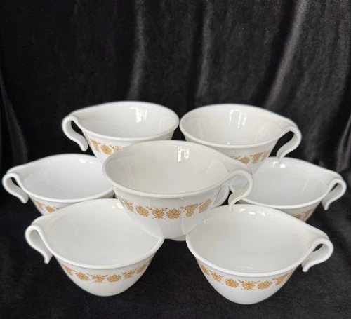 Corelle Butterfly Gold Coffee Mugs Set of 8 Vintage Hook Handle Corning USA