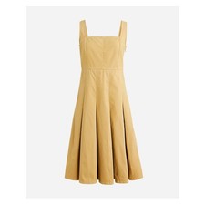 J. Crew Square Neck Pleated A-Line Midi Dress Honey Brown Tan 12