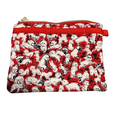 Carolina Herrera Target Dog Print Pouch Cosmetic Bag Red White