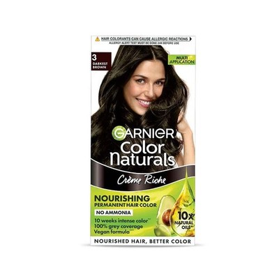 Garnier Naturals Crème Hair Color Shade 3 Darkest Brown,70ml+60g-