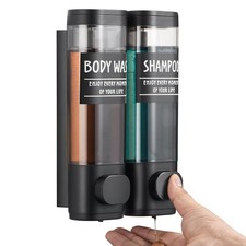 Shampoo and Conditioner Dispenser Shower 2 Chamber No Drill for Wall Mounted
