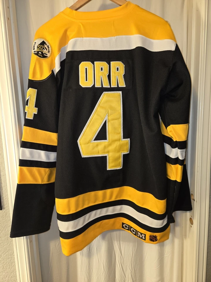 Camiseta deportiva CCM vintage de hockey de los Boston Bruins #4 Orr talla 50 Foto 3 de 4