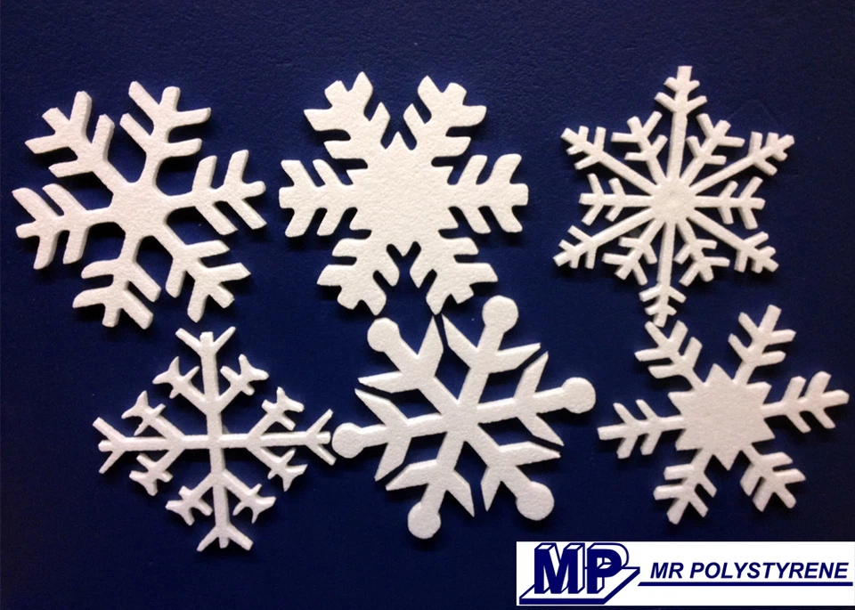 MRPOLYSTYRENE 30 POLYSTYRENE SNOWFLAKE IN HD 6 DESIGNS 200MM HEIGHT 10MM THICK