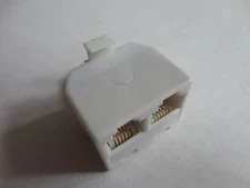 25 WHITE Color Modular Telephone Duplex Jack Adapter, RJ11-4C6P, Phone Line