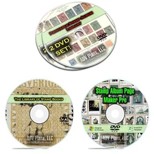 34,000 Printable Stamp Album Pages w/ Vintage Stamp Collection Books, 4 DVD set