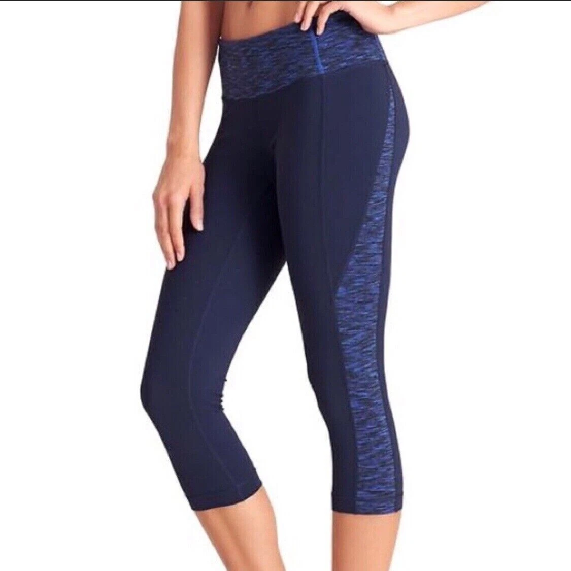 Athleta Splits Revelation Capri Leggings Womens Size Medium Navy Blue  Athletic