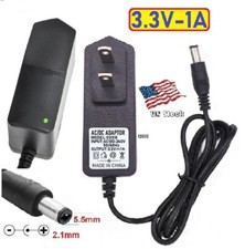 3.3V 1A AC/DC Adapter Power Supply for Home Electronics with 5.5x2.1mm Plug