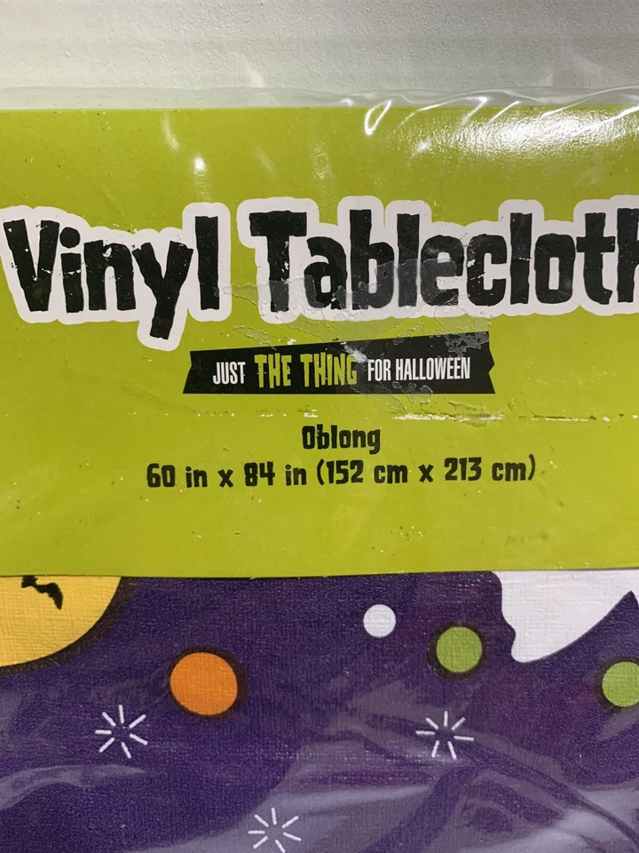 Vintage 2004 Target Tablecloth Halloween Ghost Owls Bats Oblong 60"x84” NEW - Image 2 of 4