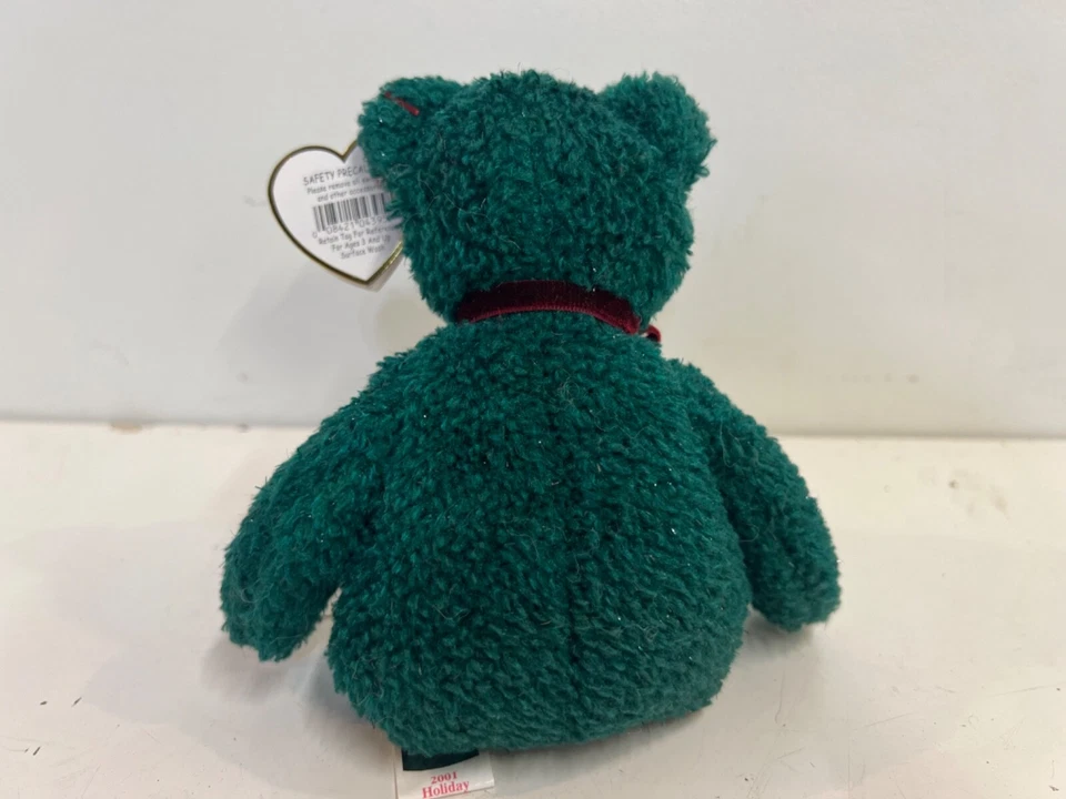 TY Beanie Baby 2001 Holiday Teddy Green Bear with Rare Tag Error - Image 4 of 4