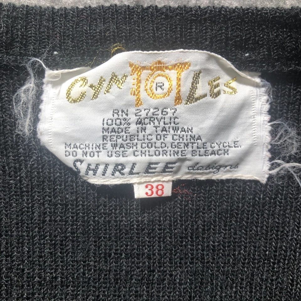 Suéter Vintage Grande 38 Cyn Les Shirlee Designs Negro Scotty Scottish Terrier Foto 4 de 4