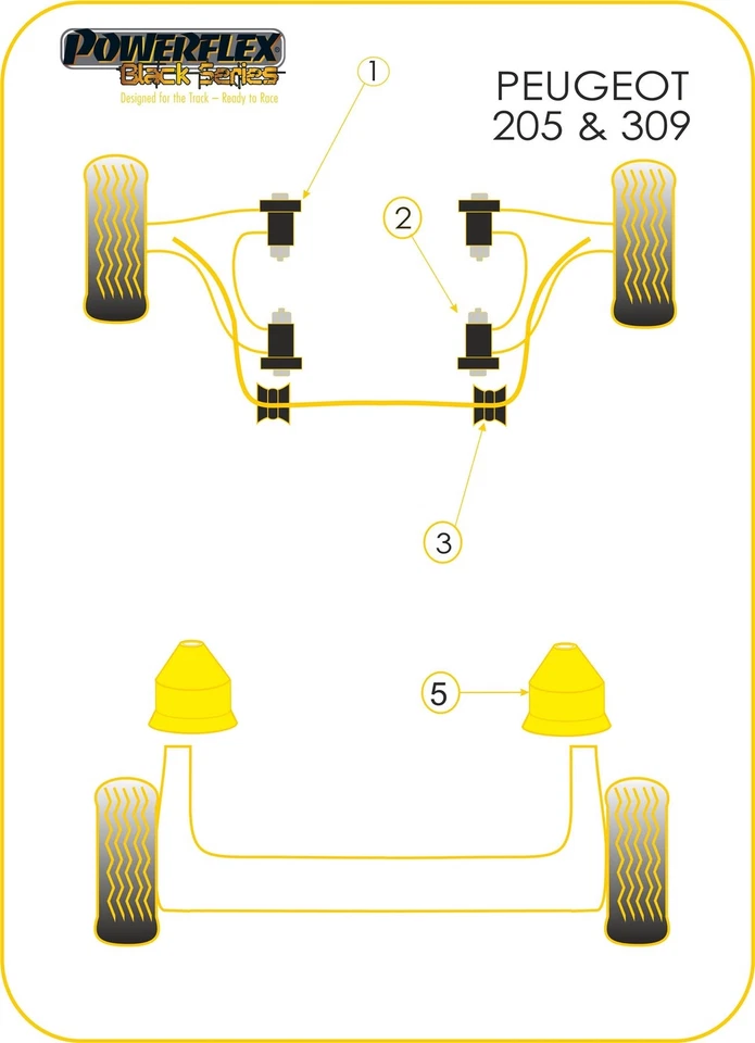 Peugeot 205 Gti PowerFlex Black Front Wishbone Bush Set - Image 4 of 4