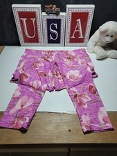 TC LuLaRoe Tall  Curvy Leggings Purple With Pink Print Delicate Flower