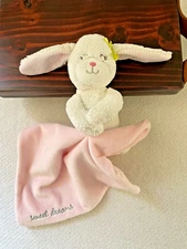 Carters Bunny Rabbit Sweet Dreams Lovey Security  Rattle Striped Ears Easter