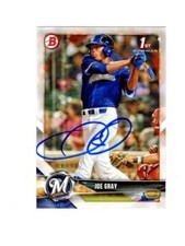 Joe Gray 2018 Bowman Draft autograph signed baseball card Brewers Bd-76 e