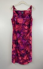 American Living Sheath Dress Pink Floral Ruched Stretch Casual Party Women's 16