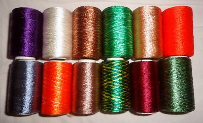SALE 12 SMALL SPOOLS MACHINE EMBROIDERY ART SILK RAYON THREAD 270 YDS H23 #ABDVD