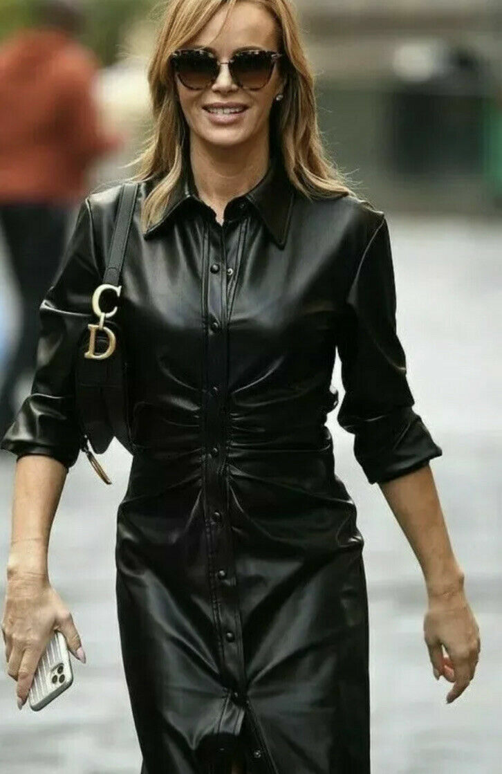 Amanda Holden Zara Black Faux Leather Dress The Stunning Amanda Holden In  Our Black Leather Look