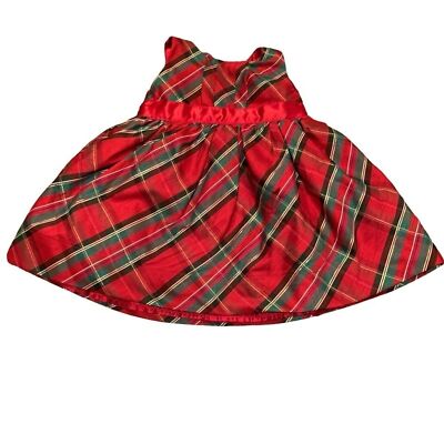 Toddler Girls Gymboree red plaid Christmas Holiday dress size 12-18 months