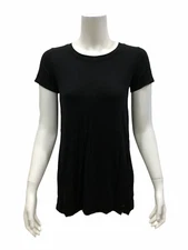 H by Halston Essentials Short Sleeves Scoop neck Knit Tunic Black XX-Small Size 