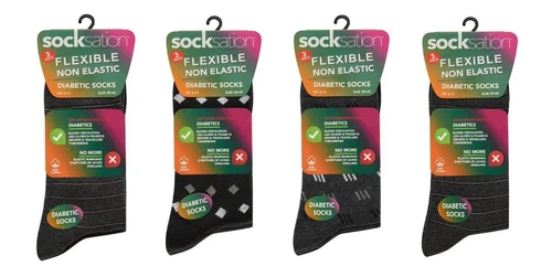 Mens Diabetic Socks Non Elastic Comfort Top Soft Cotton  12 Pairs Size UK 6 - 11