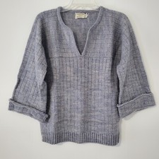 Vintage Specialty House Fashion Womens Pullover Sweater Front Pocket Blue FLAW