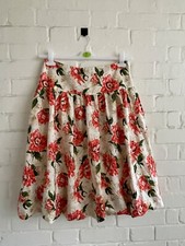 Toast silk floral skirt cream orange green bubble hem skirt size 10
