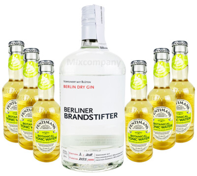 Brandstifter Berlin Dry Gin 0,7l (43,3% Vol) + 6 x Fentimans Botanical Tonic Wa
